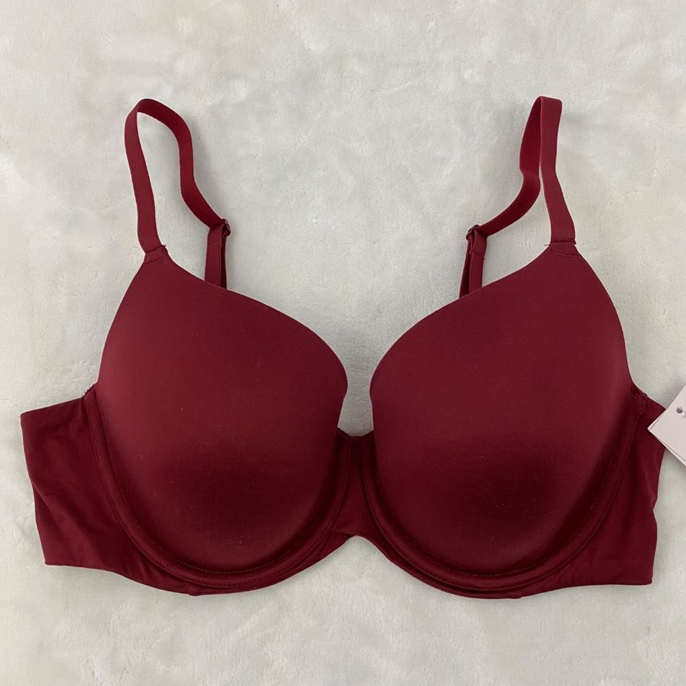 Auden Red The Icon Full Coverage Lightly Lined T-Shirt Bra 34DD (34E)
